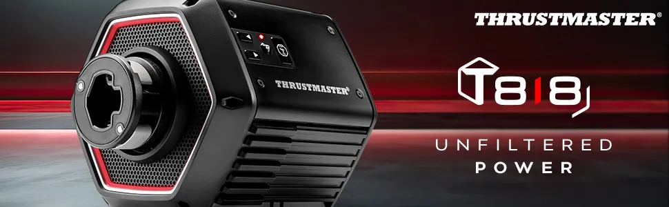 Thrustmaster T818 Black Edition direct-drive base — official banner